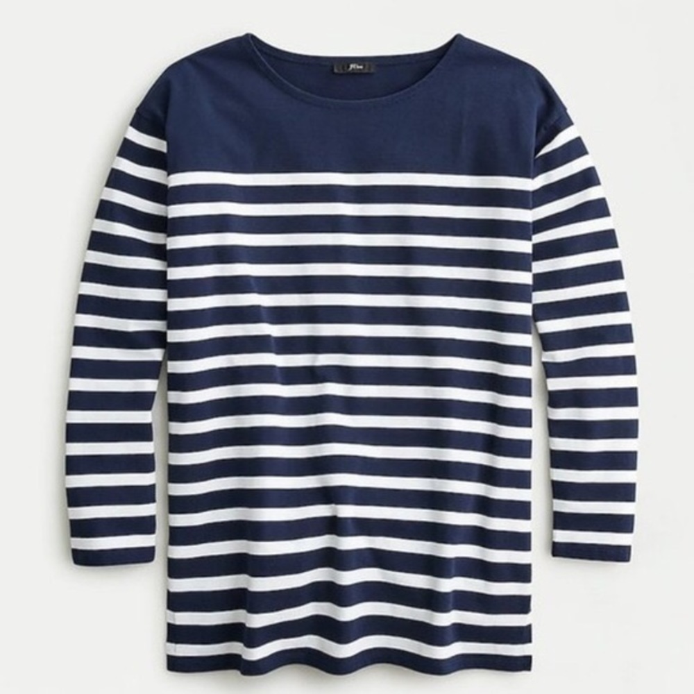 J. Crew Striped Boatneck Tunic Top